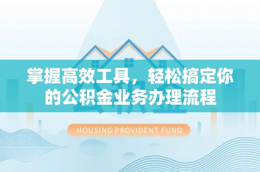 临沧掌握高效工具，轻松搞定你的公积金业务办理流程