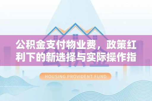 临沧公积金支付物业费，政策红利下的新选择与实际操作指南
